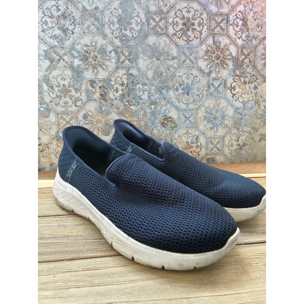 Skechers Hands Free Slip-ins Go Walk Anywhere Navy Blue Mesh Sneakers Womens